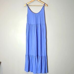 Z Supply Lido Slub Maxi Dress Pacific Flowy Long Sundress Tiered Boho Vacation